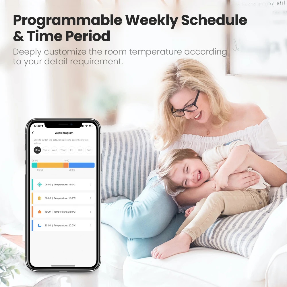 Tuya ZigBee TRV Thermostatic Radiator Valve,Radiator Programmable App Remote Tem