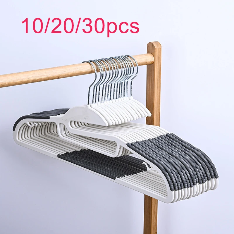 10/20/30pcs plastic coat hanger, non-slip super thin space-saving suit hanger pants hanger, sturdy and durable, with 360° hooks 1