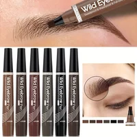 4 Forks Eye Brow Pen, 5 Color Natural Matte Liquid Tint Makeup Long Lasting Waterproof Eyebrow Smudge Proof Cosmetic 1