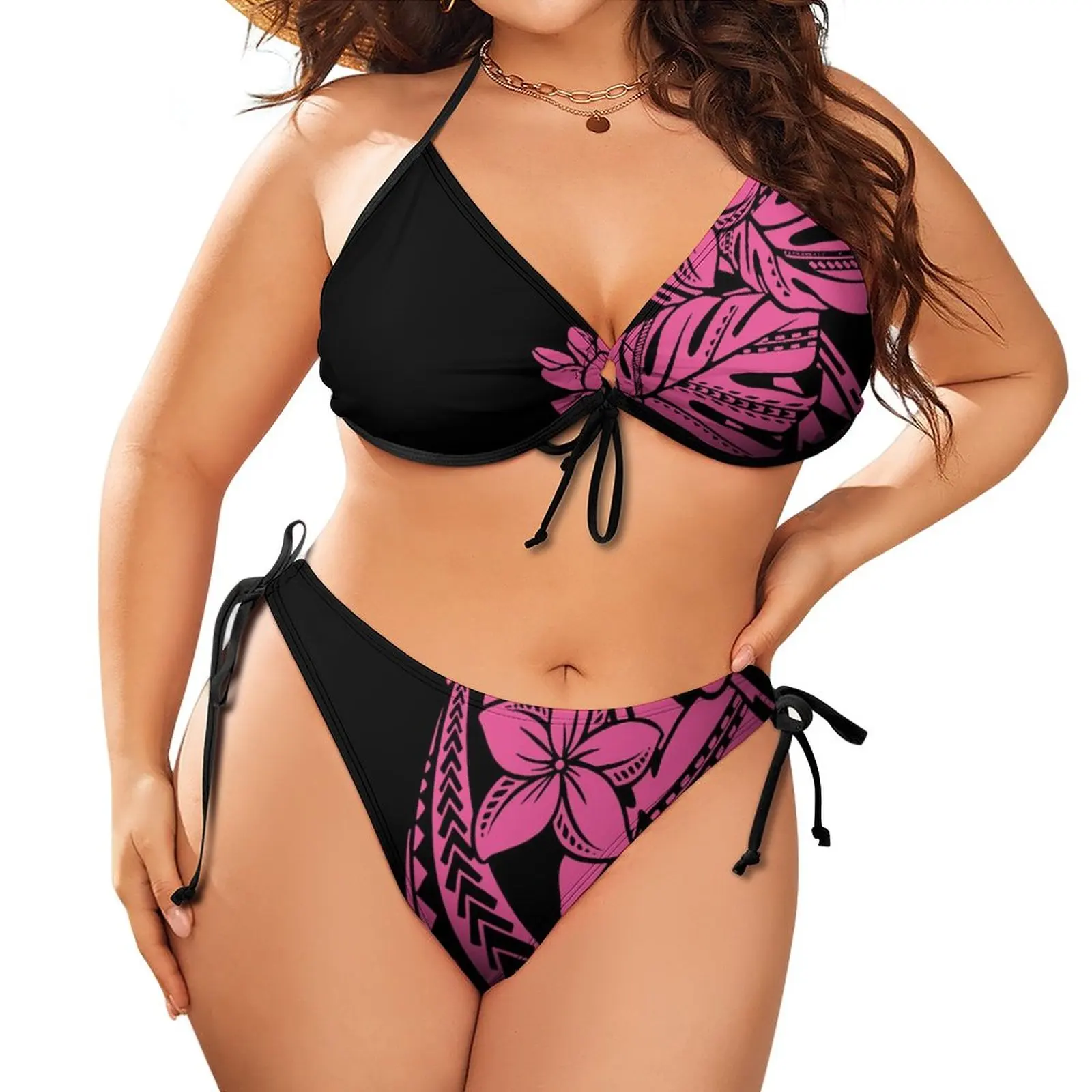 

Printed Custom Sexy Bikini 2023 New Design Fashion Lace up Adjustable Waist High Leg Bra Beach Swimwear Two Piece Set