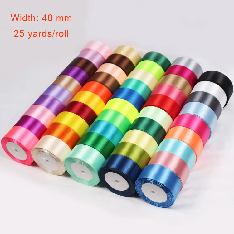 Satin Ribbon Arts Crafts Sewing Christmas Wedding Party Decoration Gift Wrap Handmade DIY Material 40mm 25 Yards