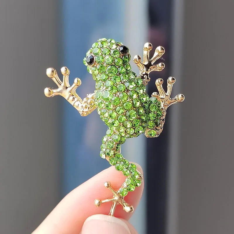 1pc Colorful Enamel Rhinestone Frog Brooch Pin for Women and