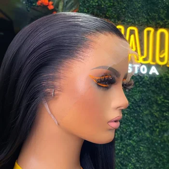 250% 40Inch Straight Lace Front Wigs Human Hair 13x6 HD Lace Frontal Wig 13X4 Bone Straight Human Hair Wig Pre Plucked For Women 1