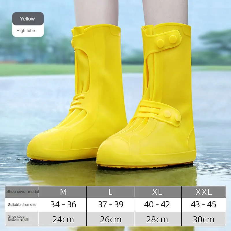 Waterproof High-Top Silicone Rain Boot Covers - Non-Slip, Reusable, Thickened Outdoor Shoe Protectors