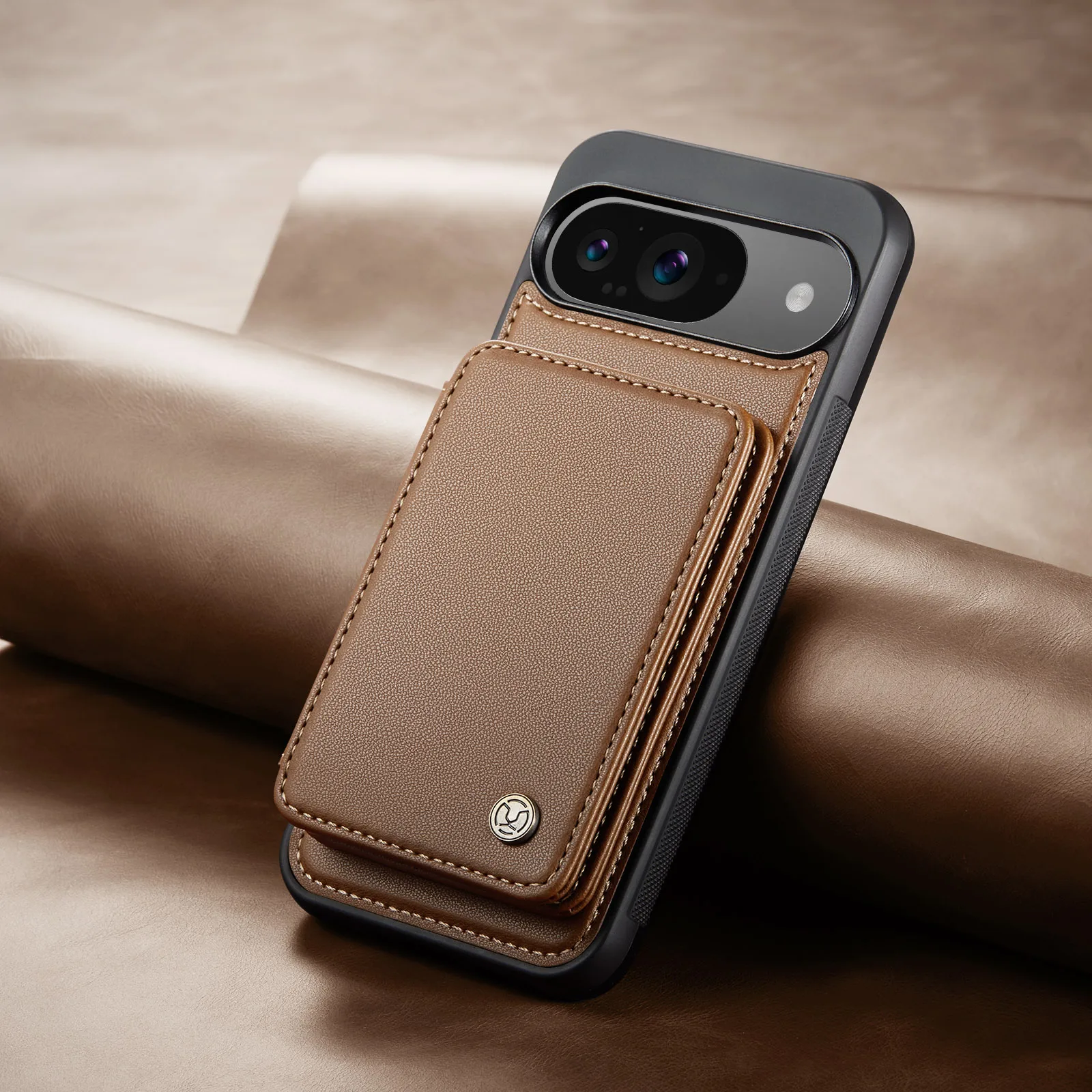 2-i-1 avtagbart magnetiskt korthållare plånboksfodral i läder för Google Pixel 9 Pro XL 9Pro avtagbar väska ficka RFID telefonfodral_voghion.com
