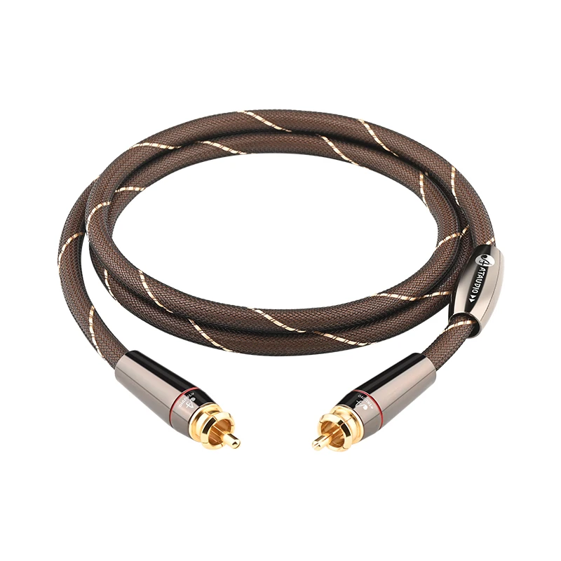 Premium Silver Plated RCA HiFi Audio Cable for Speakers and Subwoofers