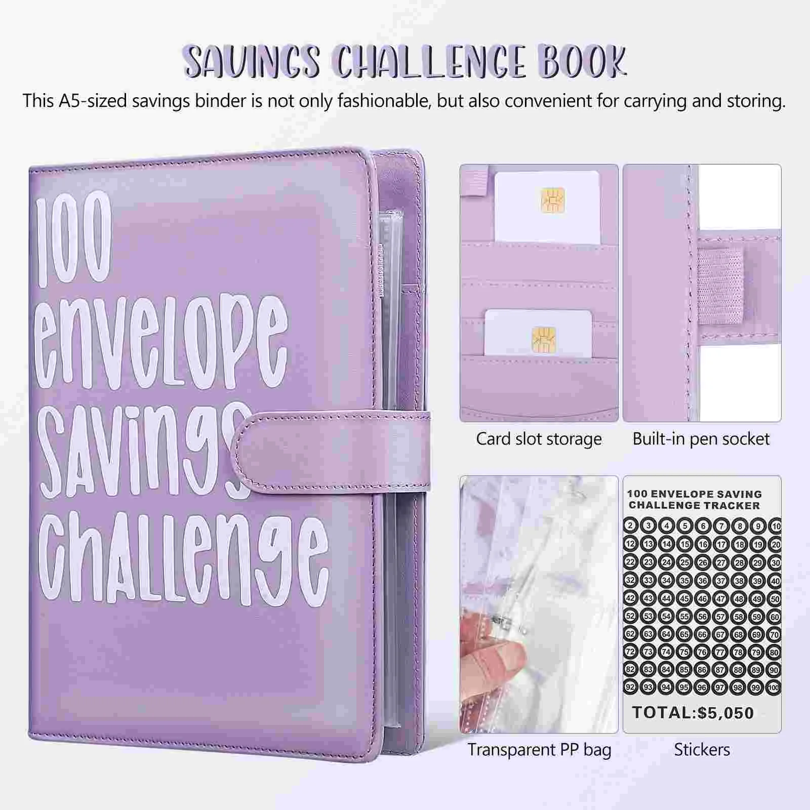 Money Saving Ledger Envelopes for Cash Savings Book Challenge Binder Purple Budget Budgeting Tools