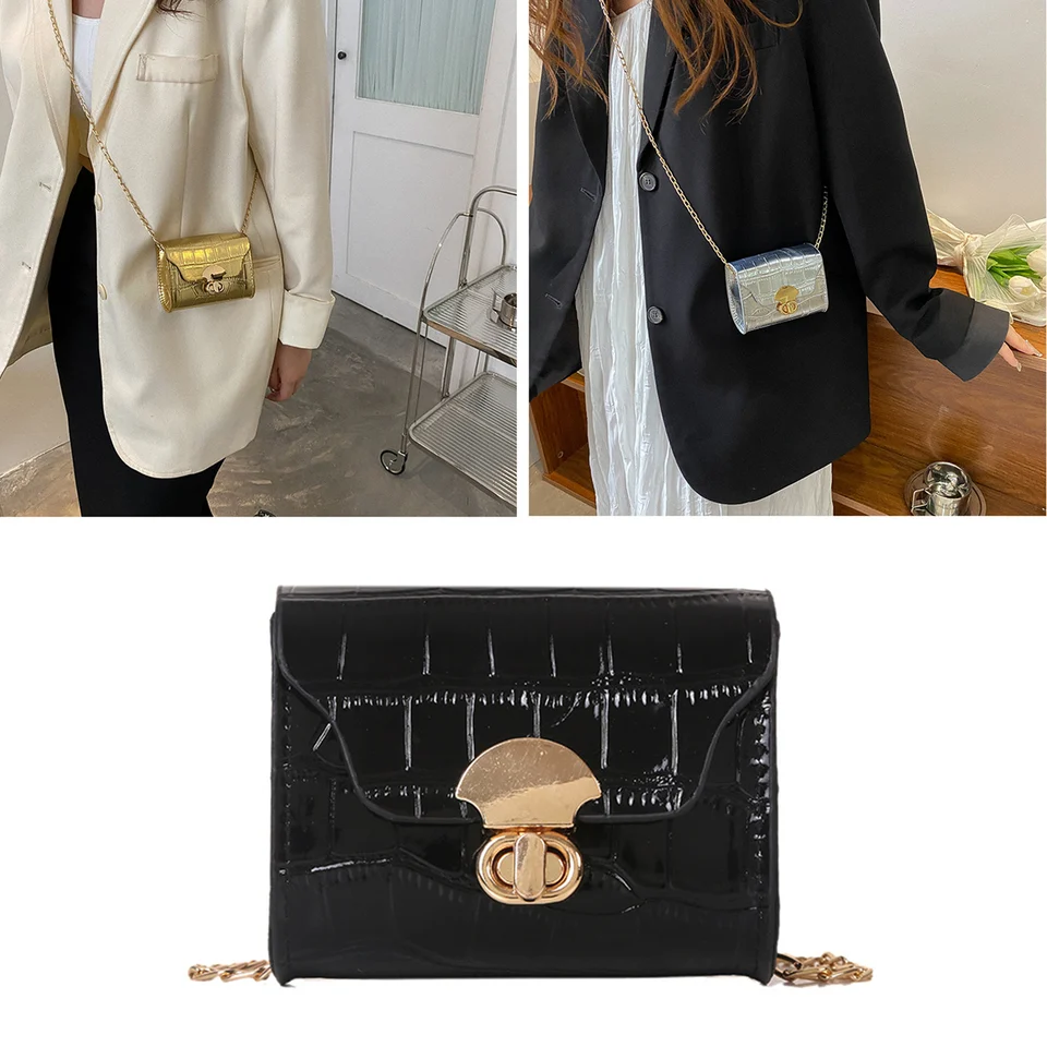 Korean Style Bright Surface Shoulder Bag for Women Fashion Solid