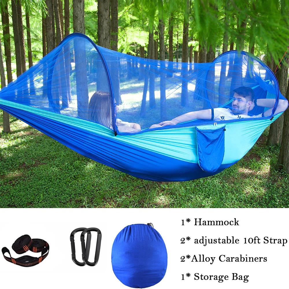 Camping Hammock with Automatic Pop-up Mosquito Net,Portable Oversized Double Hammock Swing Patio Furniture for Travel,Hiking 