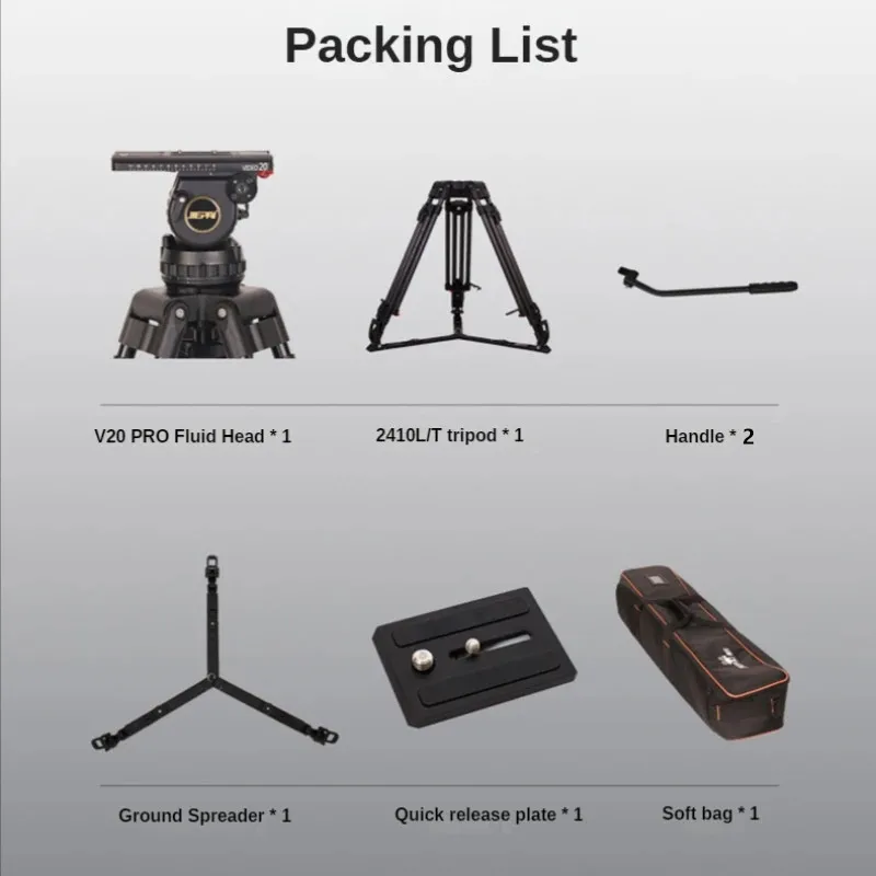 V20L / V20T PRO Heavy Duty Carbon Fiber/Aluminum Video Camera Tripod with 100mm