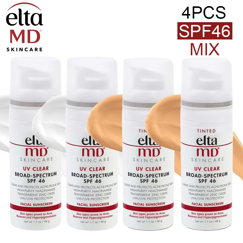 

4PCS EltaMD Pro Sunscreen SPF40/46 Daily Broad-Spectrum Elta MD UV Clear Tinted UVA/UVB Sun Face Facial For Sensitive Skin 48g