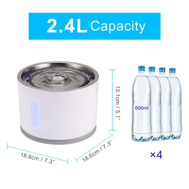 Title 6, 2.4L Pet Cat Silent Water Dispenser DC Water P...