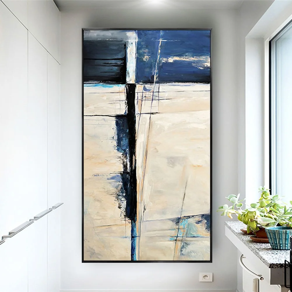 

100% Handpainted Brief Abstract Oil Painting New Arrival Geometric Canvas Poster Wall Art Image For Room Decor Picture Mural