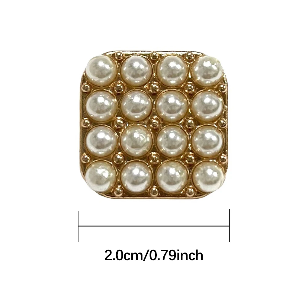 5 Pieces Elegant High-grade Inlaid Pearl Square Metal Buttons Tweed Coat Suit Jacket Jumper Beautiful Decorative Buttons 2