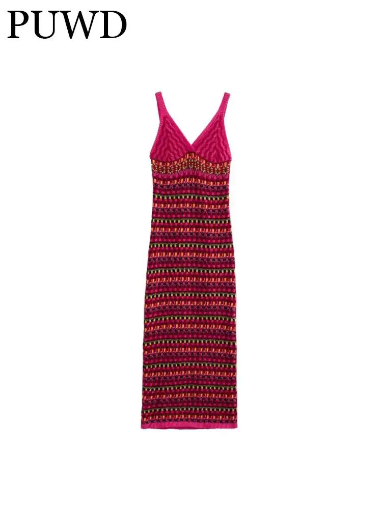 

Женское трикотажное платье-миди без рукавов, с V-образным вырезом