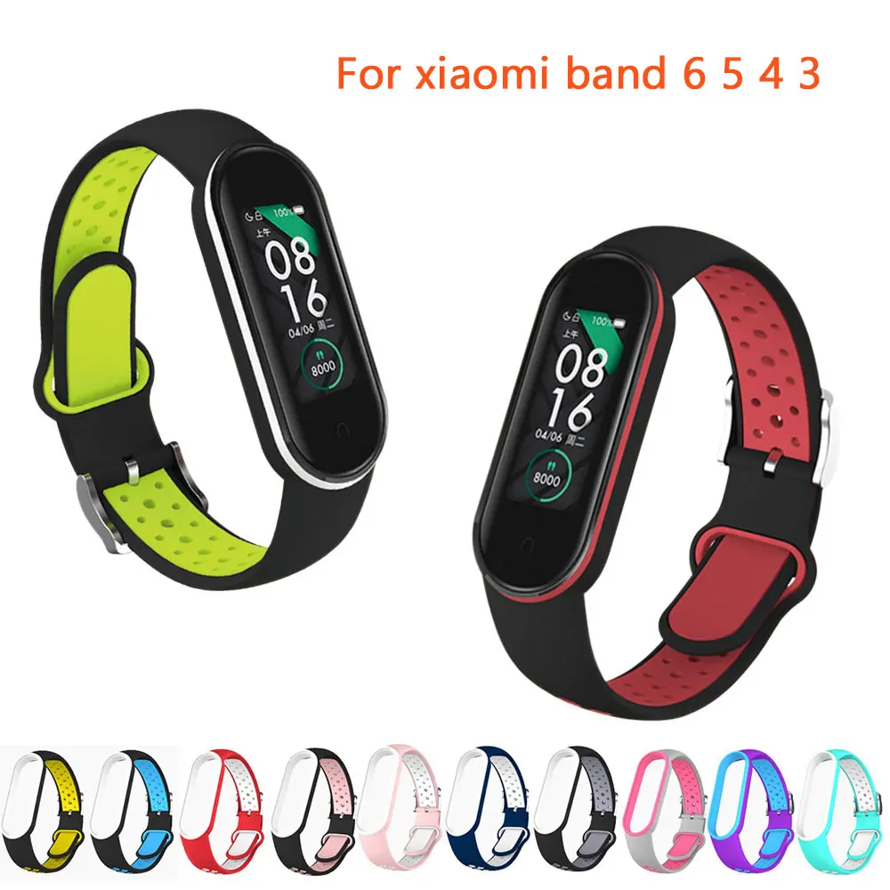 

Ремешок двухцветный из ТПУ для Xiaomi Mi Band 6 5, силиконовый сменный Браслет Для Xiaomi Band 4 3 MiBand6 Band5
