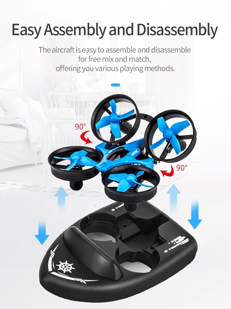 New 3in1 Water-Land-Air Airship Boat 2.4g 4-Axis Rc Drone Headless Mode 360° Flip Mini Quadcopter Drones Kid Water Toy Genuine 6