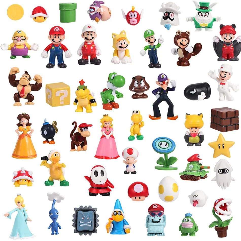 18/48 pièces/ensemble Super Mario Bros PVC figurine jouets poupées modèle ensemble Luigi Yoshi âne Kong champignon pour enfants cadeaux d'anniversaire