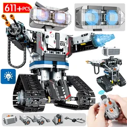Robot électrique RC à lumière LED, 611 pièces, blocs de construction, télécommande intelligente, voiture, briques, jouets pour enfants, nouvelle collection 