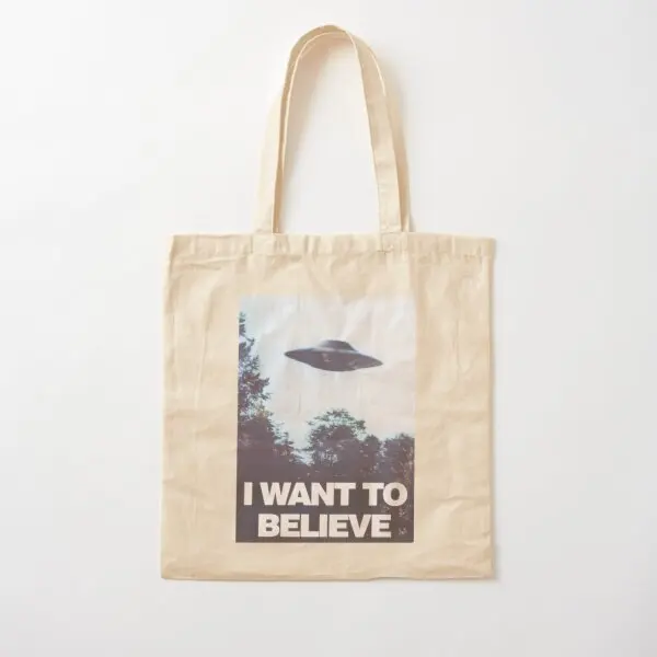 

Хлопчатобумажная Холщовая Сумка-тоут I Want To Believe, складная многоразовая модная женская сумка через плечо унисекс, продуктовый шоппер с принтом