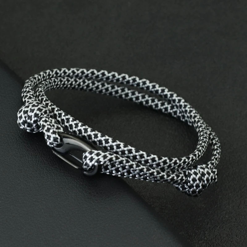 Black Stainless Steel Paracord Bracelet for Men