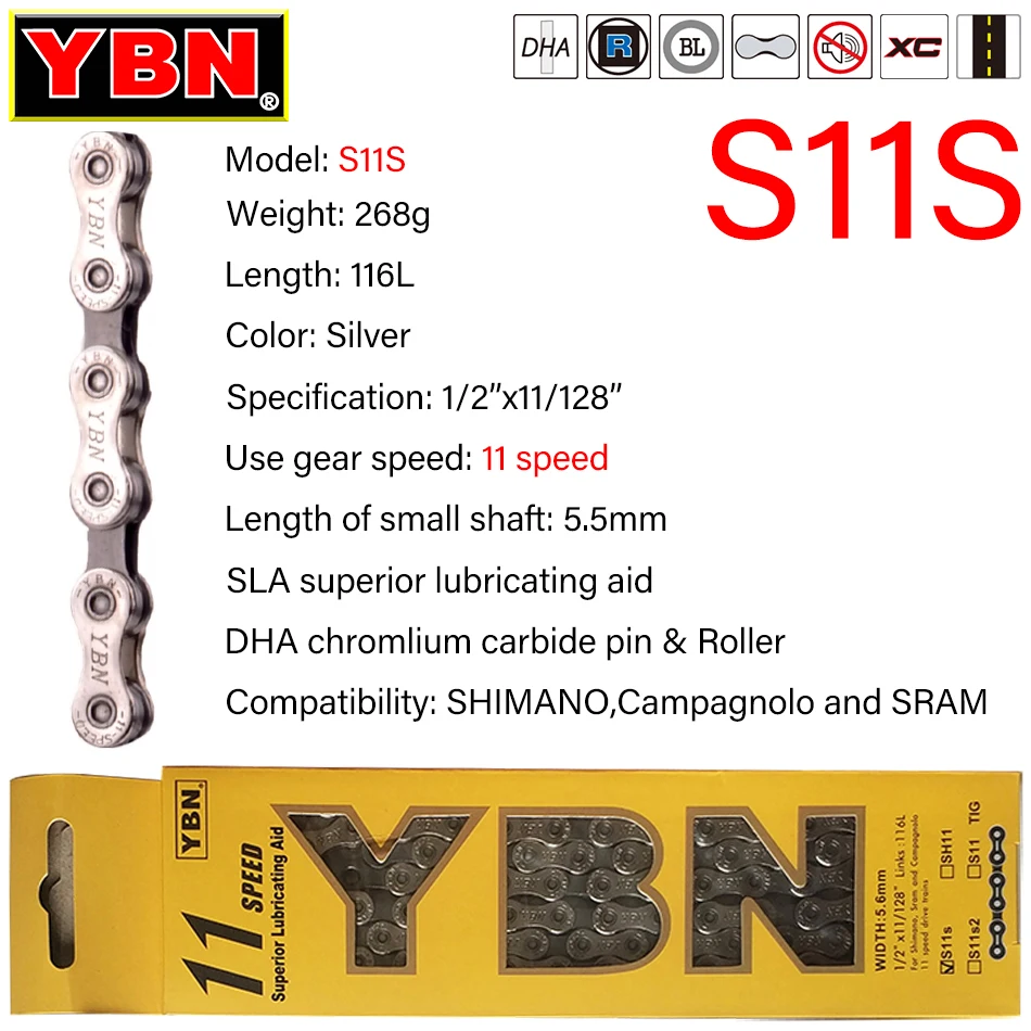 Bicycle Chain 8/9/10/11/12 Speed MTB Road Compatible with SRAM SHIMANO 116 Links Silver S11S For Bicycle Chains Bicycle Chain