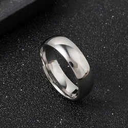 Elegant Rose Gold Stainless Steel Ring - Minimalist Titanium Design - 13 (6MM Silver)