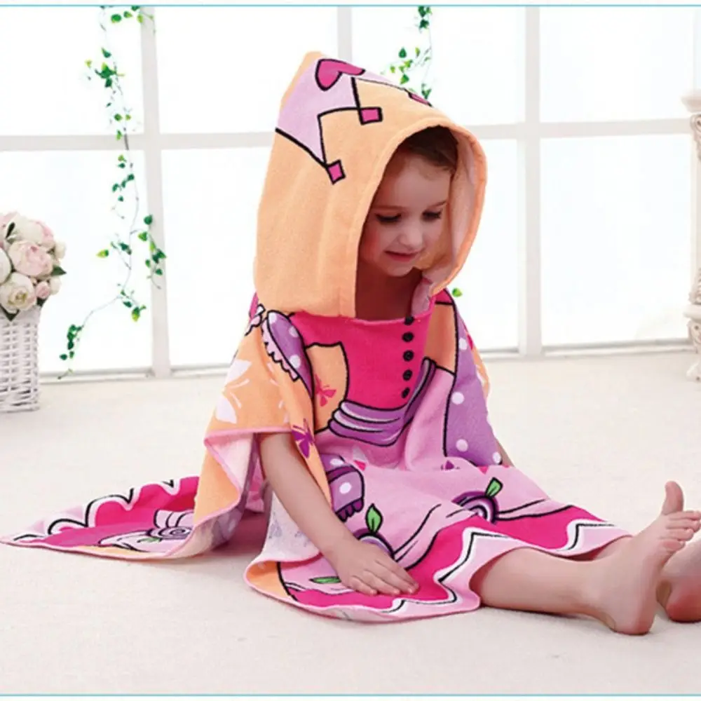 Kids Toddlers Hooded Poncho Towel Beach Swimming Changing Robe for Boys Girls Baby Bathrobe Bath Towel