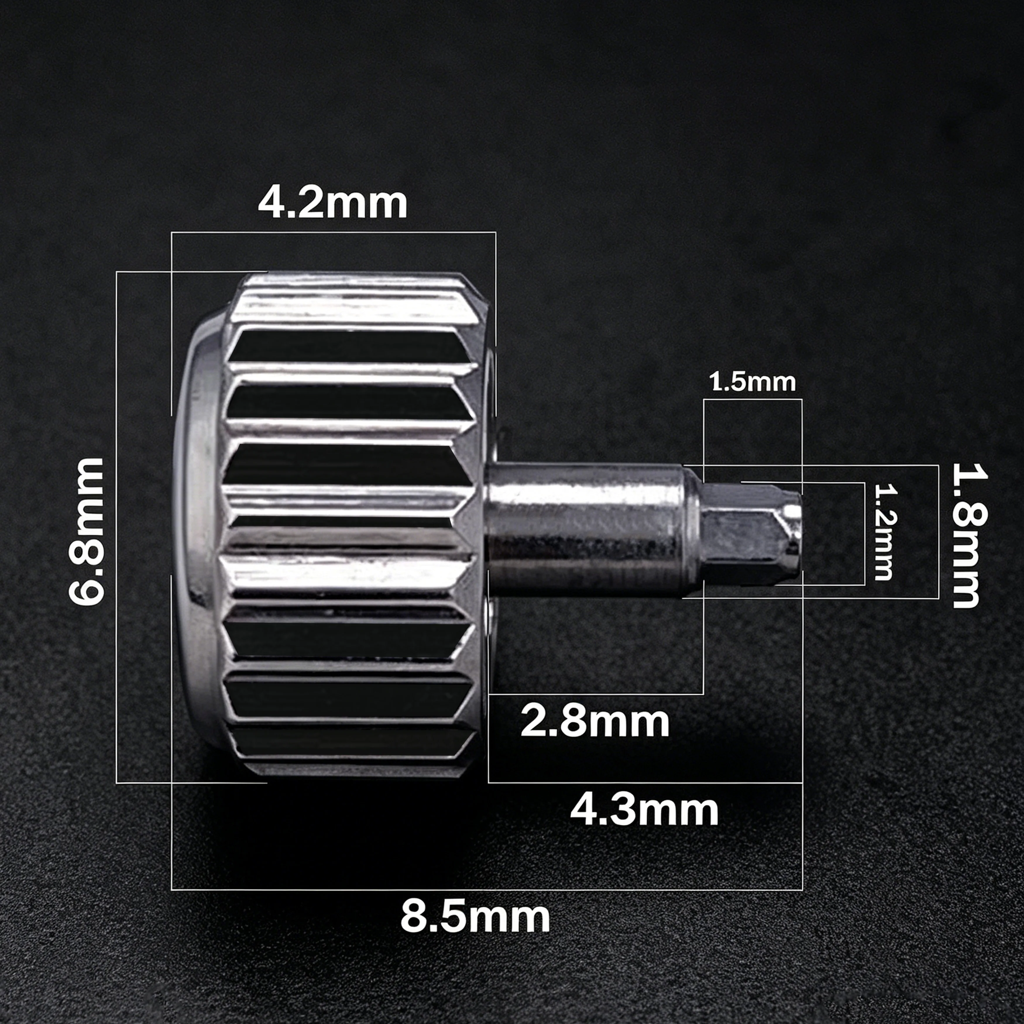 Premium Stainless Steel Crown with Silver/Black Logo for Timepiece Enhancement