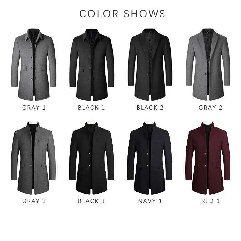 Winter Woolen Coat Men Solid Turn-Down Collar Trench Coats Mens Overcoat Long Jacket Gabardina Hombre trench coat casual men jacket outdoor jackets