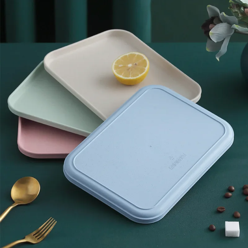 Rectangular Tray Wheat Straw Eco-friendly Bread Pan Plastic Storage Tray Cup Food Small Object Living Room Organizer Kitchen 3