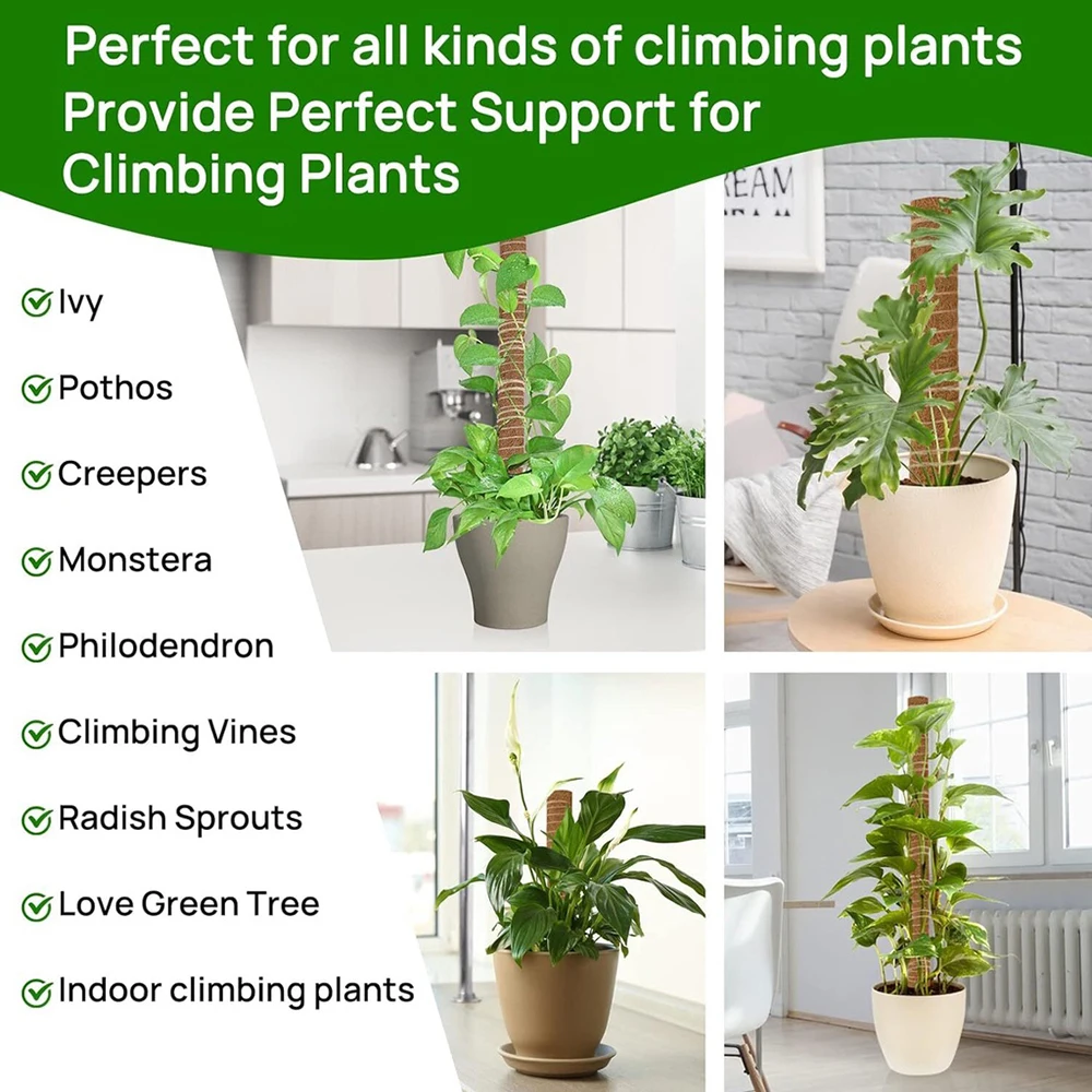 30cm/40cm/50cm Moss Totem Pole for Plants Monstera 2 Pcs for Climbing Indoor Potted Plants moss pole for plants