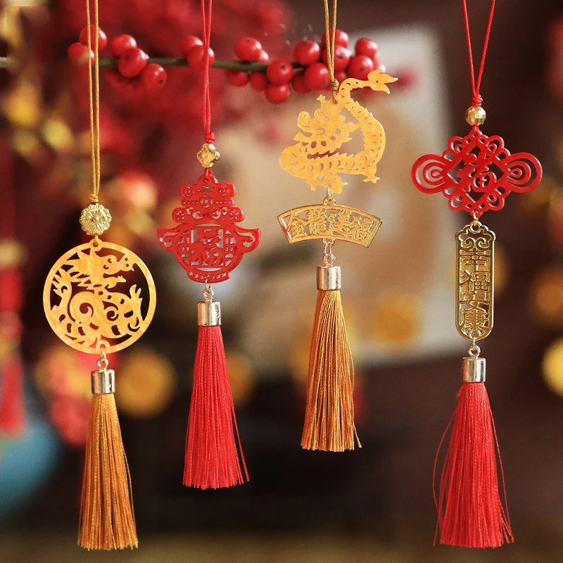 

6pcs 2024 Spring Festival Drago Year Mascot Pendant Shopping Mall Company Chinese New Year Gift Decor Car Interior Ornament