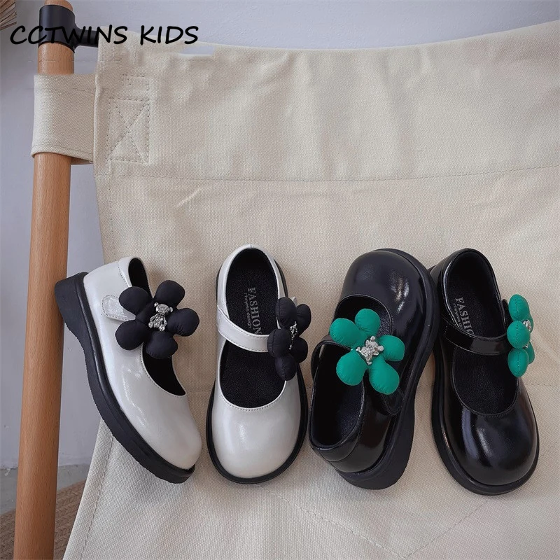 

Girls School Shoes 2022 Autumn Kids Fashion Patent Leather Mary Jane Dress Party Flats Toddler Flower Cute Soft Sole Platfrom