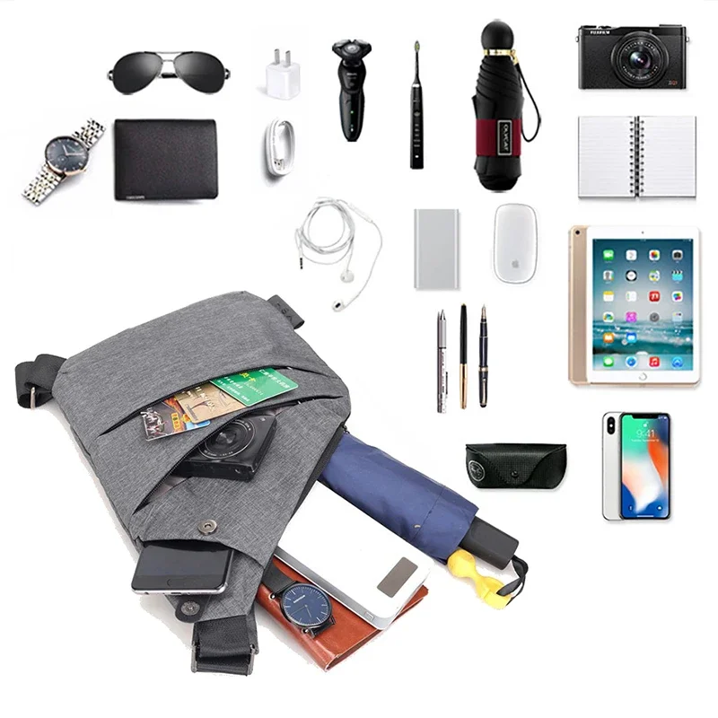 Chest Bags Crossobdy Bags for Men Waterproof Male Multifunction Cross Body Messenger Bag Single Shoulder Grey Fanny Pack Sac - 4