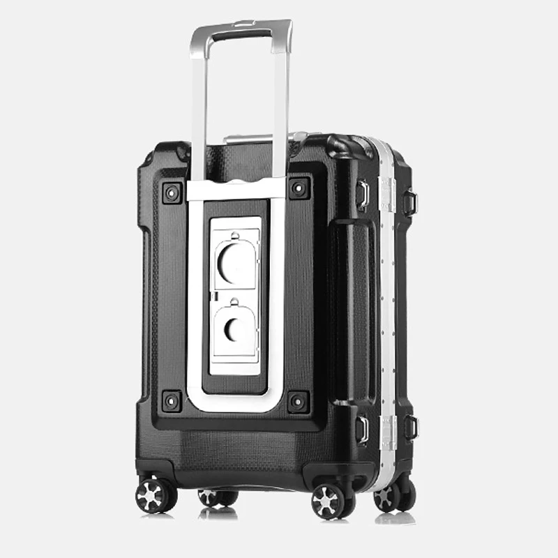 Aluminum Frame Trolley Case With Cup Holder Suitcase 20 Inch