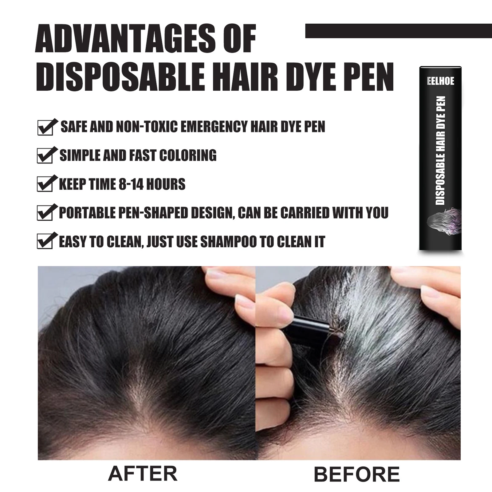 3.5g Black Brown One-Time Hair Dye Pen Instant Gray Root Coverage Hair Color Cream Stick Pen Fast Temporary Cover Up White Hair