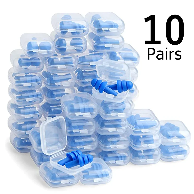 Bouchons d'oreille en silicone - réutilisables - imperméables(bleu + boîte)