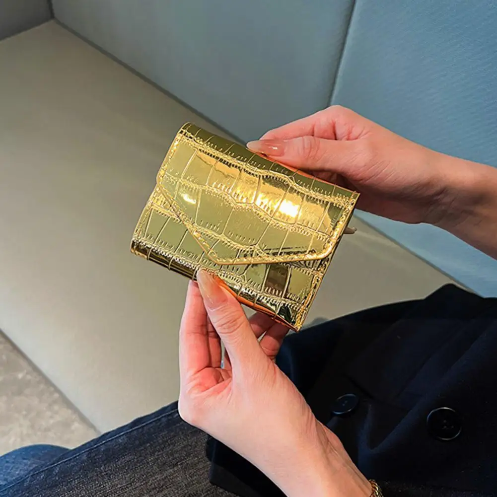 Short Women Wallet Faux Leather Smooth Surface Multi Card Slots Holder Coin Purse Bag Portable Stone Texture Mini Wallet PU 3