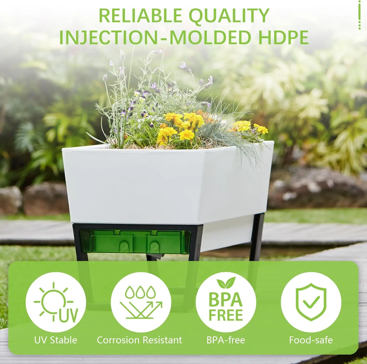 Self-Watering Planter Box - 29.5" (White) 4