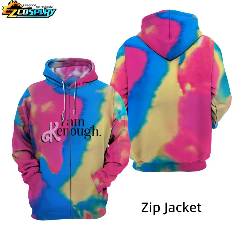 【BAON】[unisex] Plush padding jumper I am Kenough Hooded Hoodie Ken 3D Tie Dye Printing Hoodie