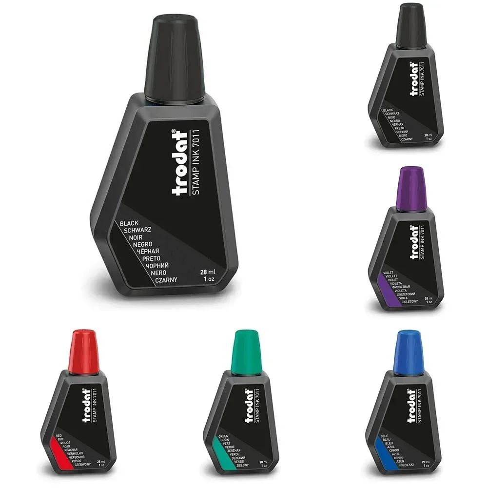 Trodat 7011 Stamp Pad Ink Refill - 1 Oz Bottle - RED INK For Self-Inking Stamps