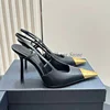 Elegant Womens Shoes Gold Pointed Toe Luxury Brand Party High Heels 4 Inch Black Patent Leather Women Dress Sandals Slingback 4
