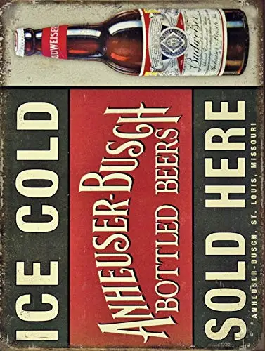 

Iced Cold Beer Wall Decor Metal Tin Sign 12x16 Inch