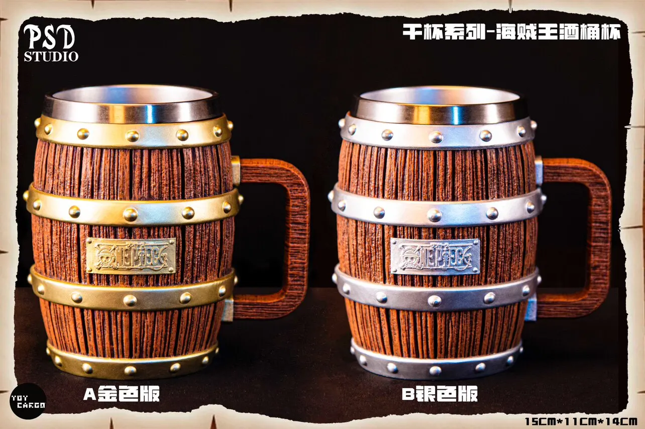 Psd Studio Barrel Beer Mug Gk Statue Collection Wood Grain Stainless Steel Liner Drinking Cup For Toy Cargo Anime Fans Sneakatelier