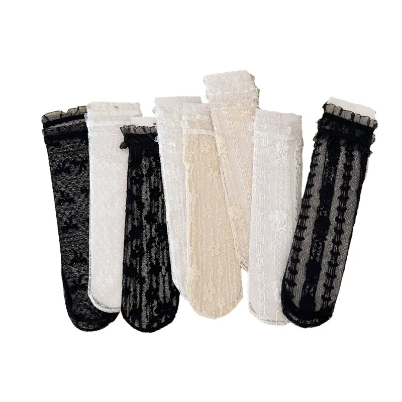 Summer Kids Girl Sock Retro Lace Ruffle Hollow Lovely Calf Sock for Children Girl Thin Breathable Frilly Princess Sock Kid Stuff