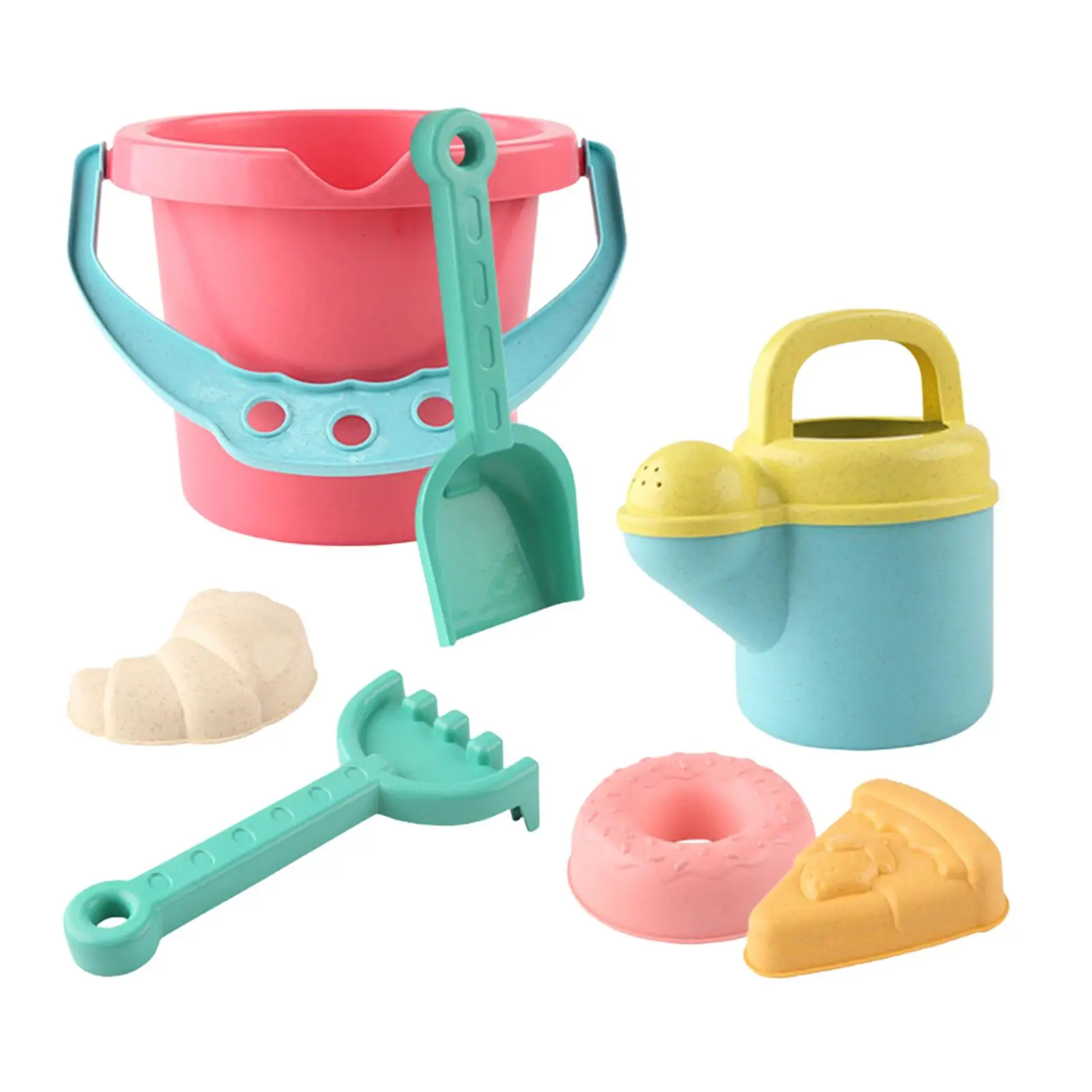 7x Sand Toys Beach Toy Sand Tools Watering Can and Beach Bucket for Party Picnic