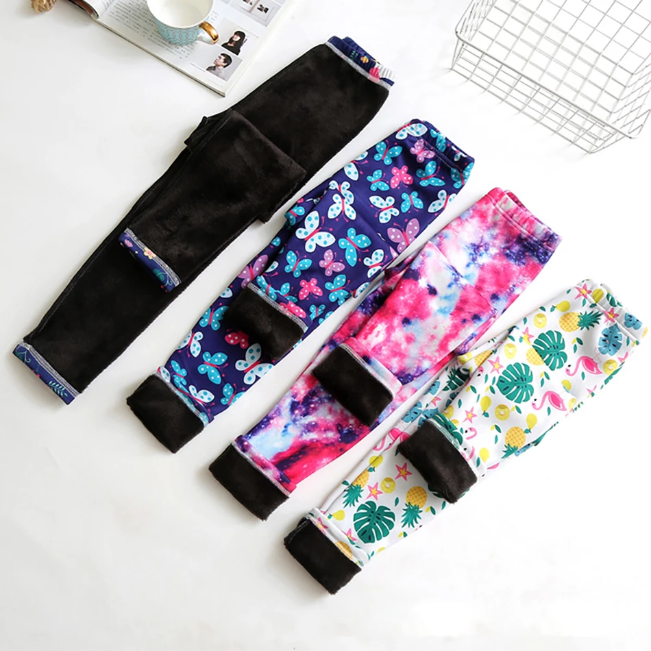 Girl Leggings Toddler Girl Insulated Multiple Styles Fleece Pants Cozy and Trendy Warmth Autumn Spring Floral Striped For Little Ones