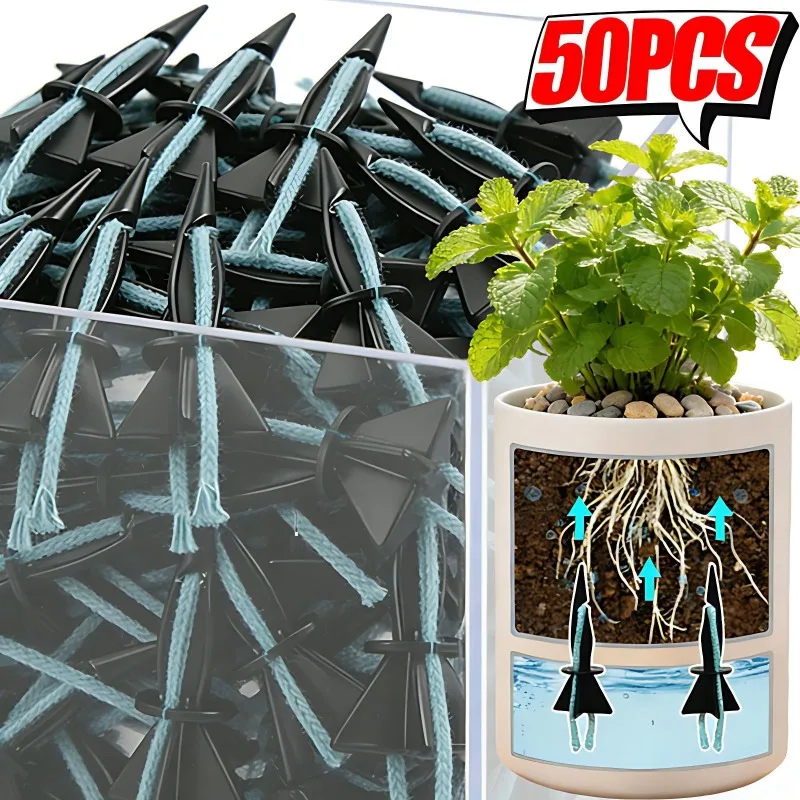 Plant Watering Spikes Set with Cotton Wicks – Self-Watering System