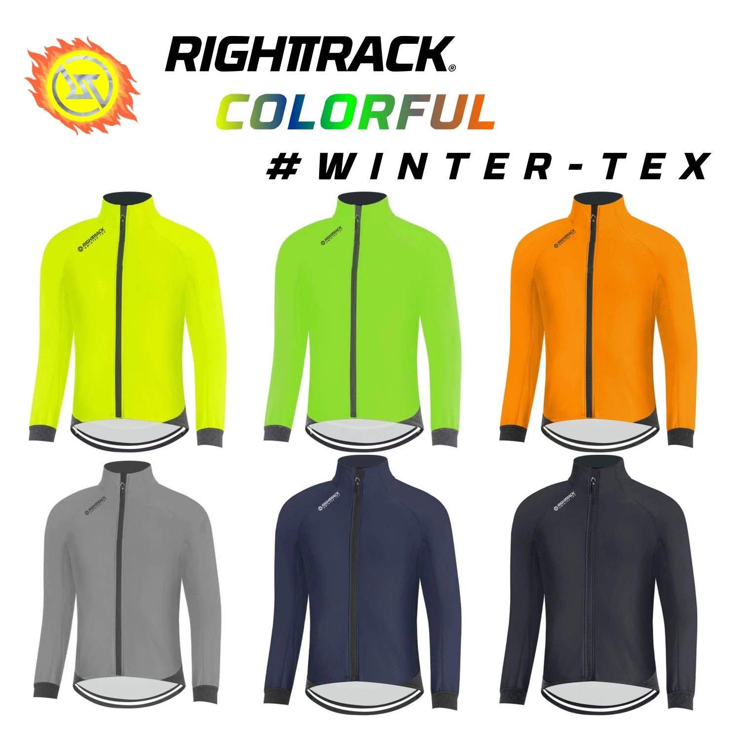 

HotSale Men's Winter Cycling Jersey Fluor Thermal Fleece Long Sleeve Jackets RIGHTTRACK Outdoor Road Bike Apparel